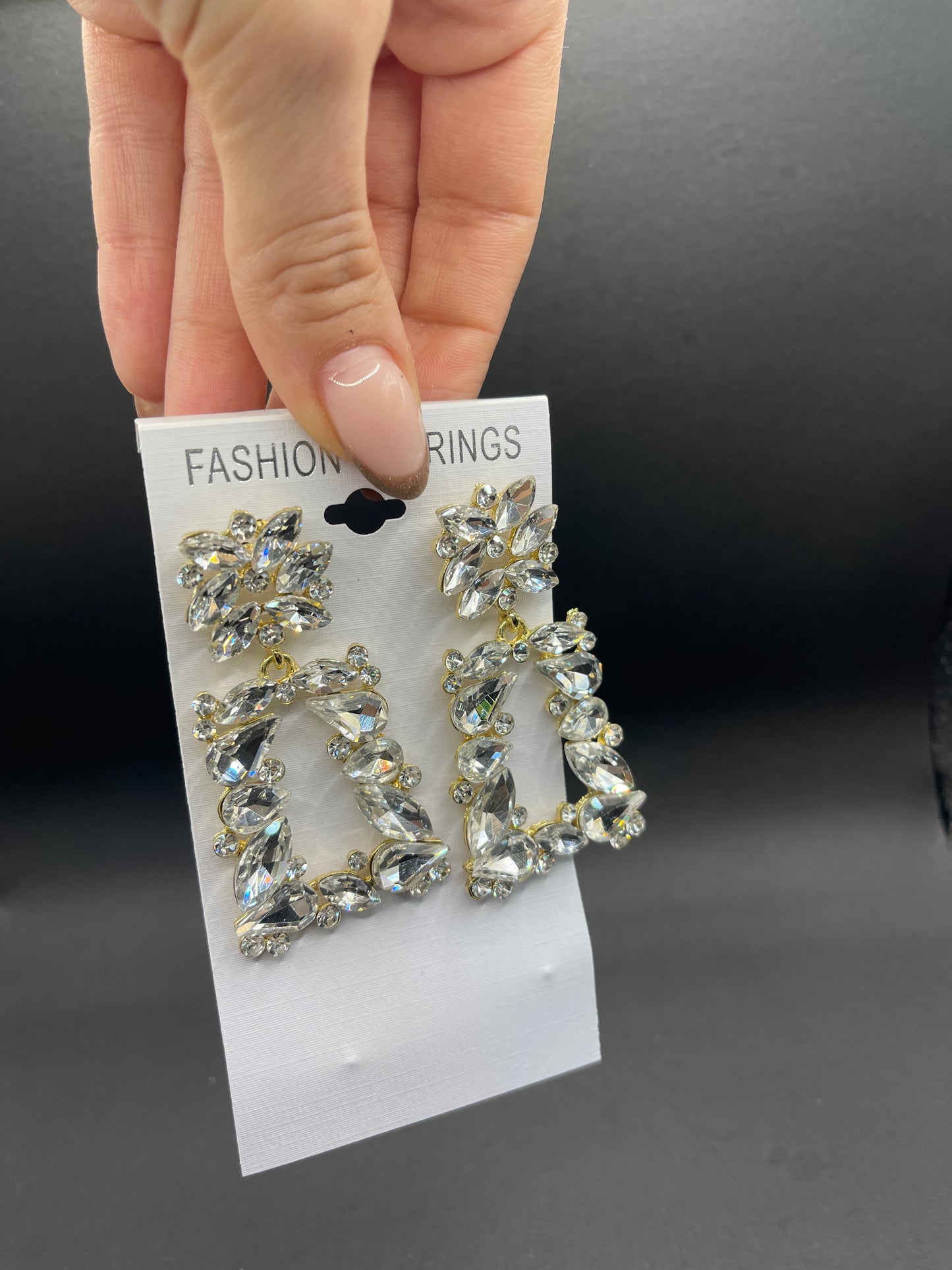 Gold Crystal Statement Dangle Earrings