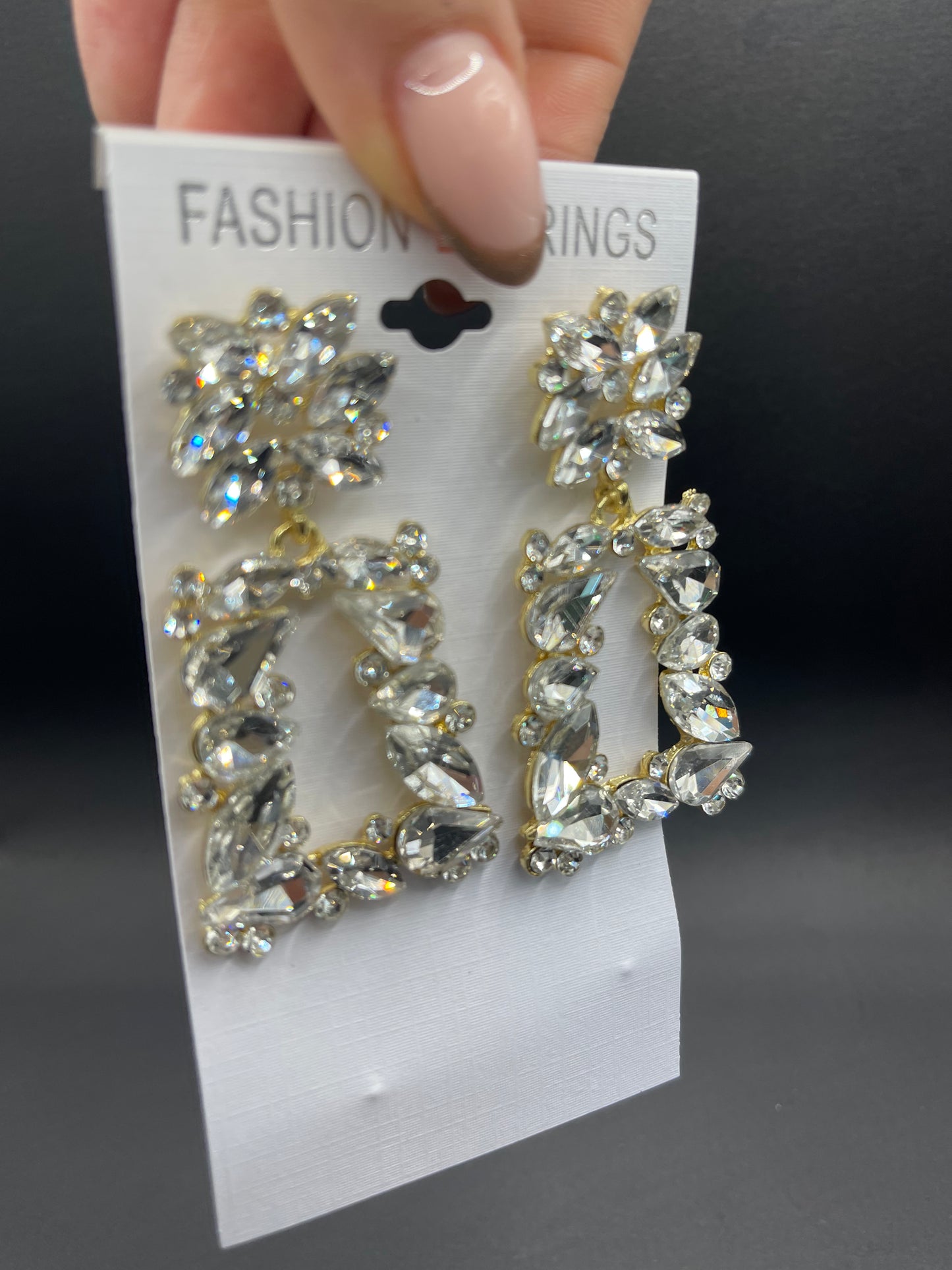 Gold Crystal Statement Dangle Earrings