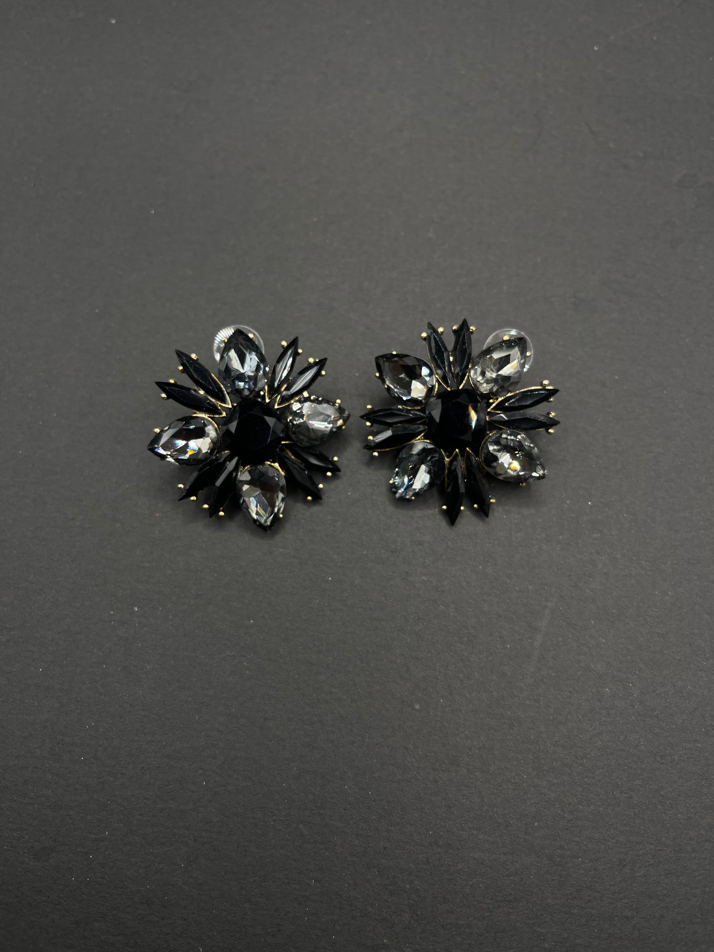 Black & Crystal Statement Earrings