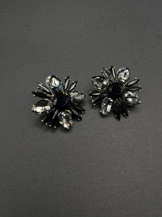 Black & Crystal Statement Earrings